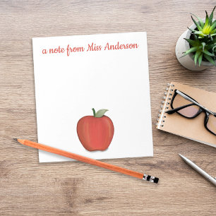 Cute Red Apple Simple Teacher Whimsical Class Notepad