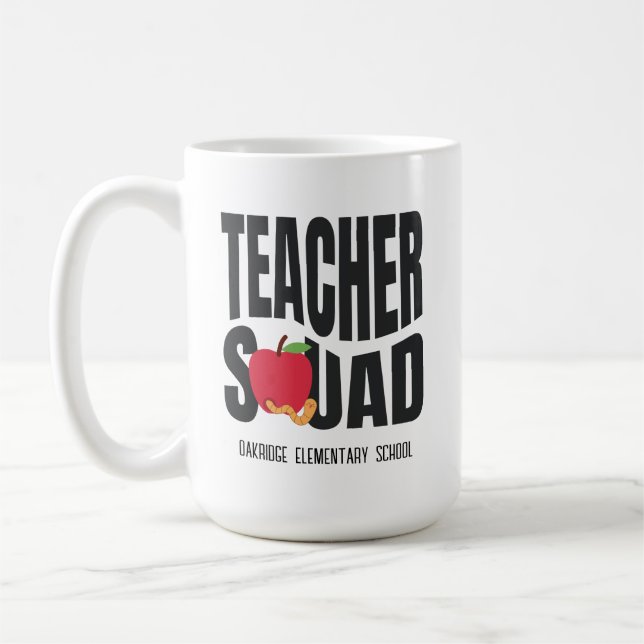 Cute Red Apple Teacher Squad Coffee Mug (Left)