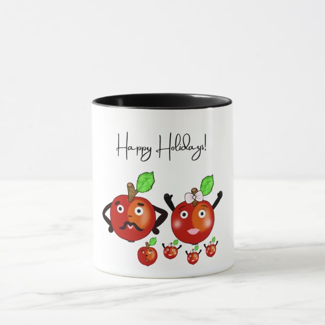 Cute red apples family mug (Center)