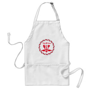Cute Red Baking Graphic Text Live, Love, Bake Standard Apron