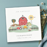 Cute Red Barnyard Farm Animal Any Age Birthday Napkin<br><div class="desc">For any further customisation or any other matching items,  please feel free to contact me at yellowfebstudio@gmail.com</div>