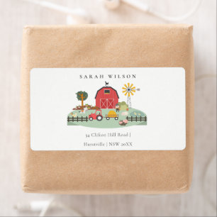 Cute Red Barnyard Farm Animal Baby Shower