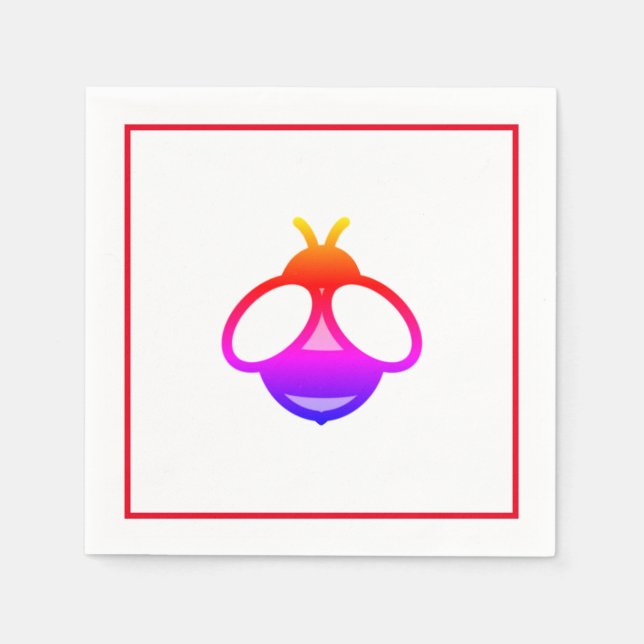 Cute red Bee, pink honey bee, purple bumblebee   Napkin (Front)