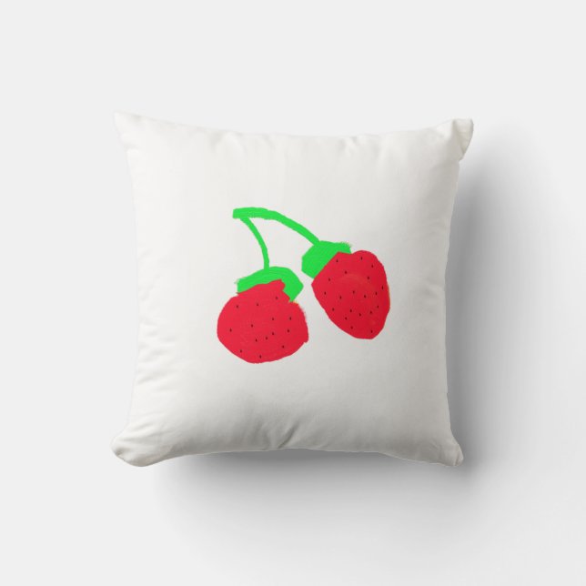 Cute Red Berries Throw Pillow Cushion (Front)