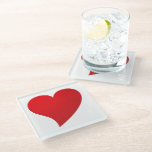 Cute red big heart minimalist modern glass coaster