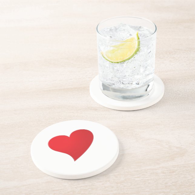 Cute red big heart minimalist modern Valentine's Coaster (Side)