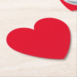 Cute Red big Heart solid plain modern elegant chic Paper Coaster