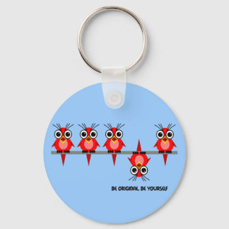 cute red birds key ring