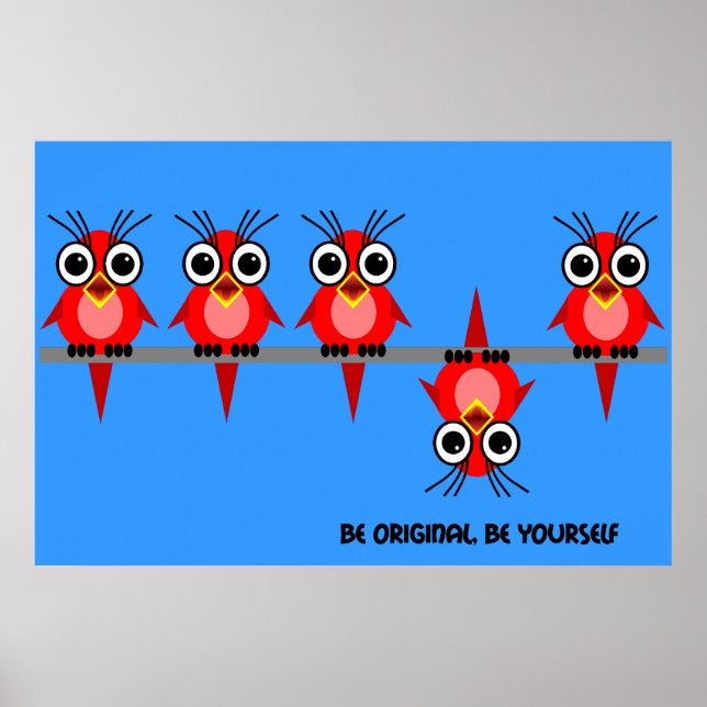 cute red birds poster (Front)
