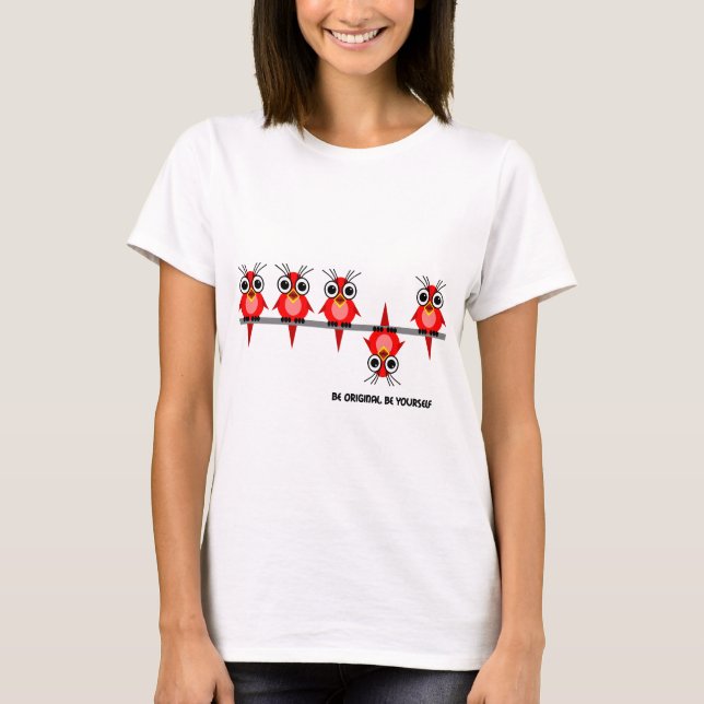 cute red birds T-Shirt (Front)