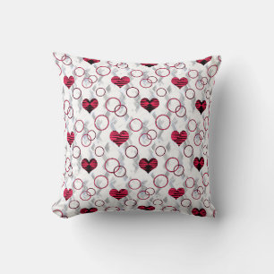 Cute red black hearts cushion