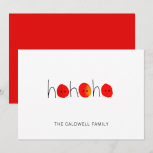 Cute Red & Black Ho Ho Ho Hand-painted Christmas Holiday Card