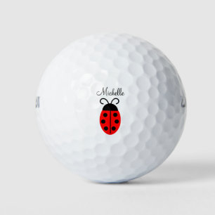Cute Red Black Ladybug Name Golf Balls