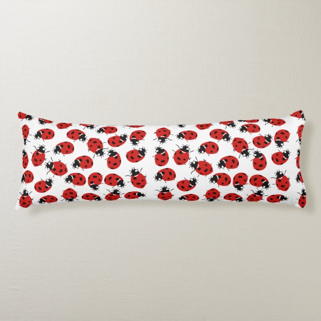 Cute Red & Black Ladybug Pattern Body Cushion (Front)