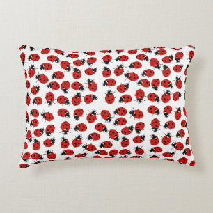 Cute Red & Black Ladybug Pattern Decorative Cushion
