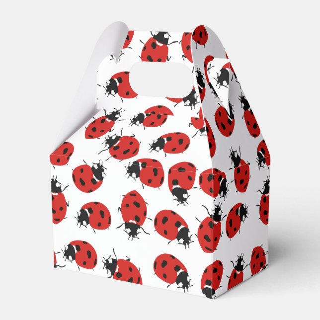Cute Red & Black Ladybug Pattern  Favour Box (Front Side)