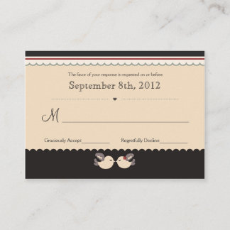 Cute Red & Black Love Birds RSVP Cards