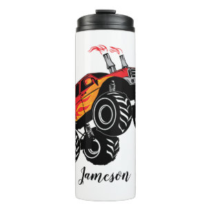Cute Red Black Monster Truck Name Personalised Thermal Tumbler