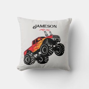 Cute Red Black Monster Truck Pick Up Cushion