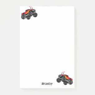Cute Red Black Personalized Monster Truck Post-it Notes
