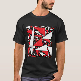Cute Red Black White Triangle Collage T-Shirt