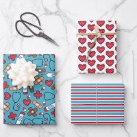Cute Red Blue Nurse Doctor Medical Pattern