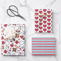 Cute Red Blue Nurse Doctor Medical Patterns