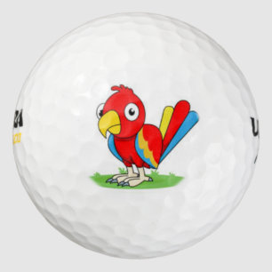 cute red blue parrot golf ball
