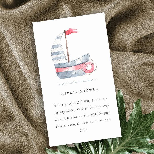 Cute Red Blue Sailboat Display Shower Baby Shower Enclosure Card (Creator Uploaded)