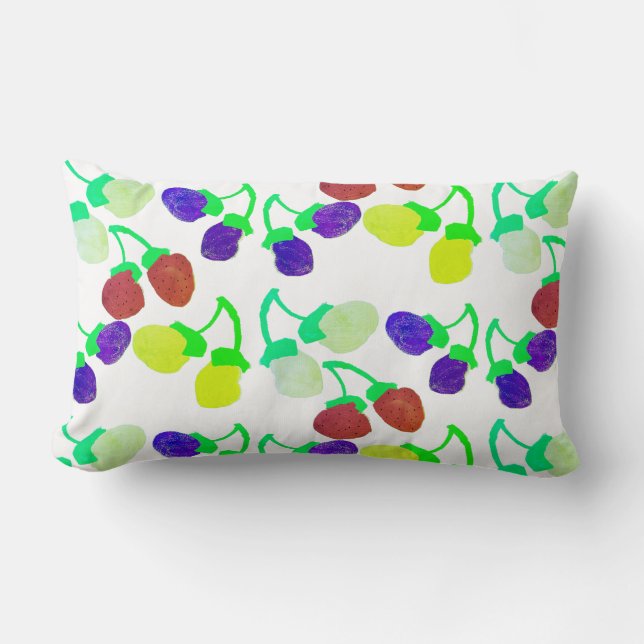 Cute Red Blue Yellow Berries Throw Pillow Cushion (Front)