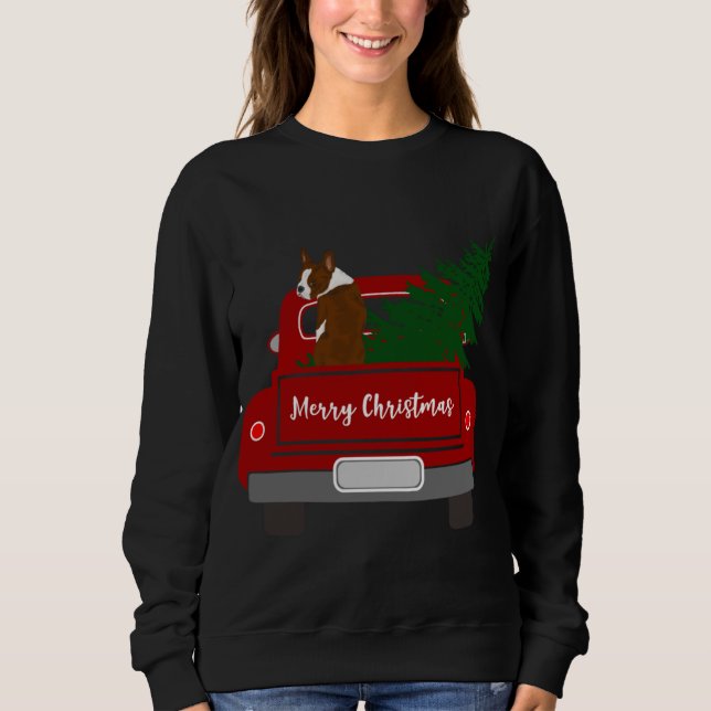 Cute Red Boston Terrier - retro Christmas Sweatshirt (Front)