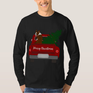 Cute Red Boston Terrier - retro Christmas T-Shirt
