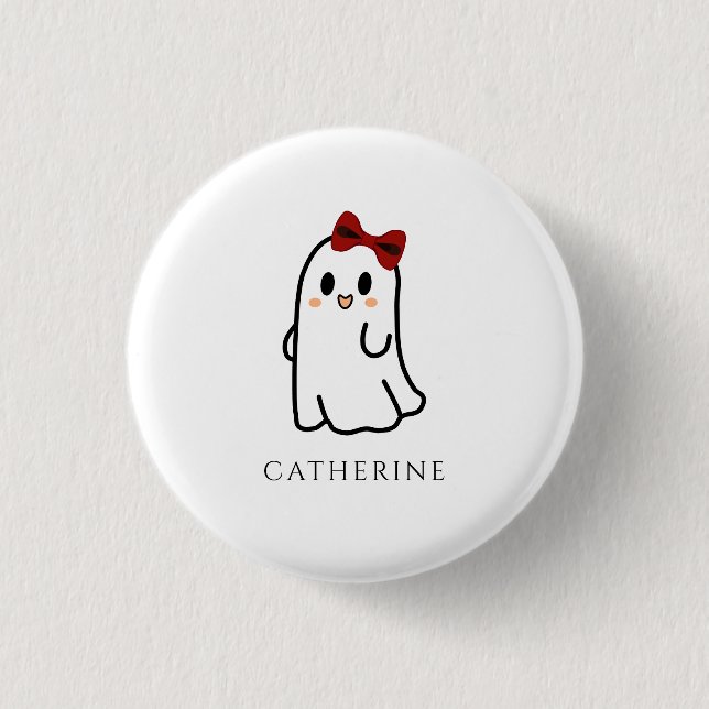 Cute Red Bow Halloween Ghost Girly  3 Cm Round Badge (Front)