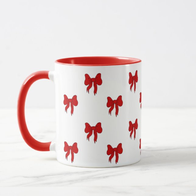 Cute Red Bow Pattern Mug | Gift for Her (Left)
