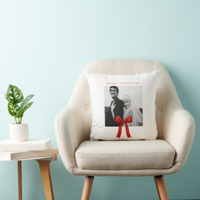  Cute Red Bow Photo Merry Christmas Cushion (Chair)