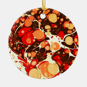 Cute red brown orange abstract stones ceramic ornament