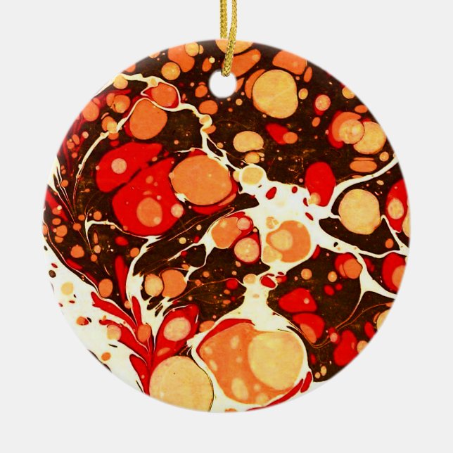 Cute red brown orange abstract stones ceramic ornament (Front)