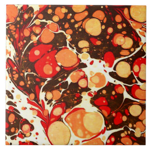 Cute red brown orange abstract stones ceramic tile