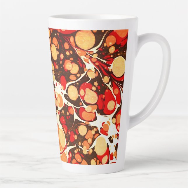 Cute red brown orange abstract stones latte mug (Right)