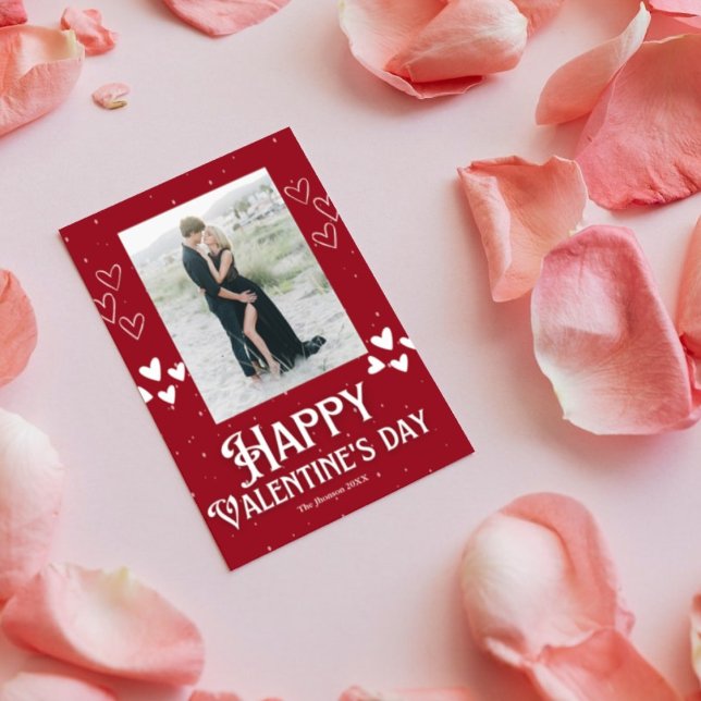 Cute Red Calligraphy valentine's day photo holiday Invitation (Creator Uploaded)