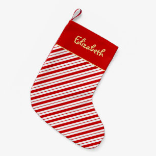 Cute Red Candy Cane Stripes Pattern Personalized Small Christmas Stocking