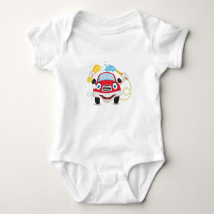 Cute Red Car Illustration - Adorable Baby Vehicle  Bodysuit