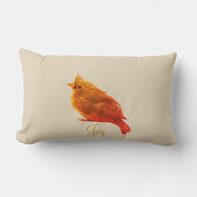 Cute Red Cardinal Bird Lumbar Cushion (Front)