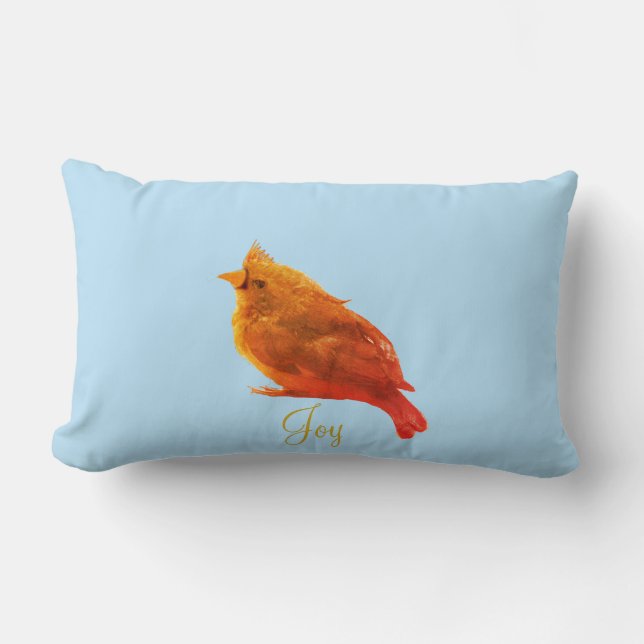 Cute Red Cardinal Bird Lumbar Cushion (Front)