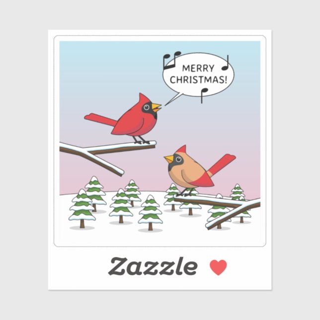 Cute Red Cardinal Singing Merry Christmas (Sheet)