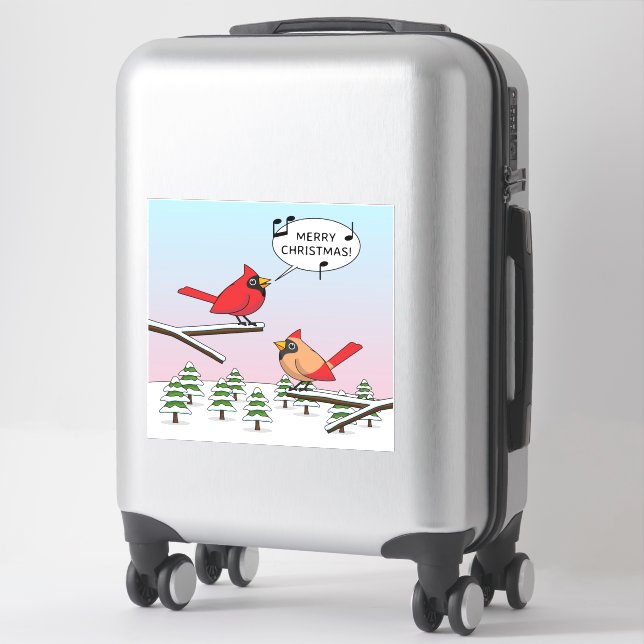 Cute Red Cardinal Singing Merry Christmas (Suitcase)
