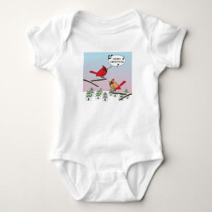 Cute Red Cardinal Singing Merry Christmas Baby Bodysuit