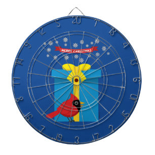 Cute Red Cardinal With Blue Gift Dartboard