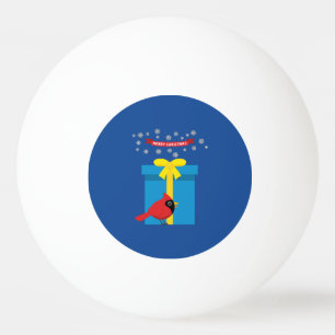 Cute Red Cardinal With Blue Gift Ping Pong Ball