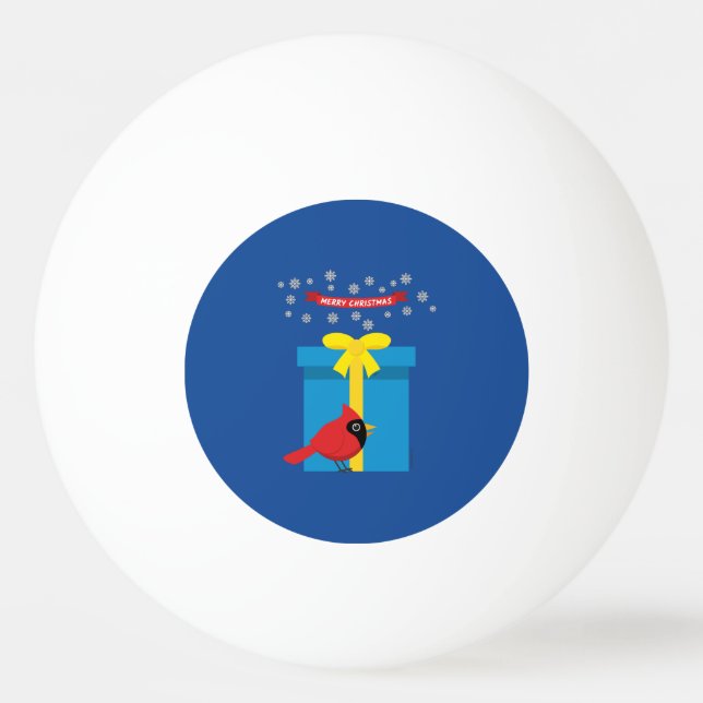 Cute Red Cardinal With Blue Gift Ping Pong Ball (Front)